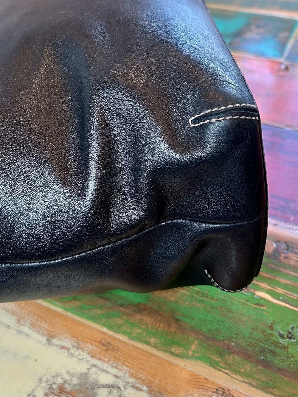 Vintage Y2K Coach Black Leather Hampton Shoulder Tote Bag 5246 - Picture 7 of 16